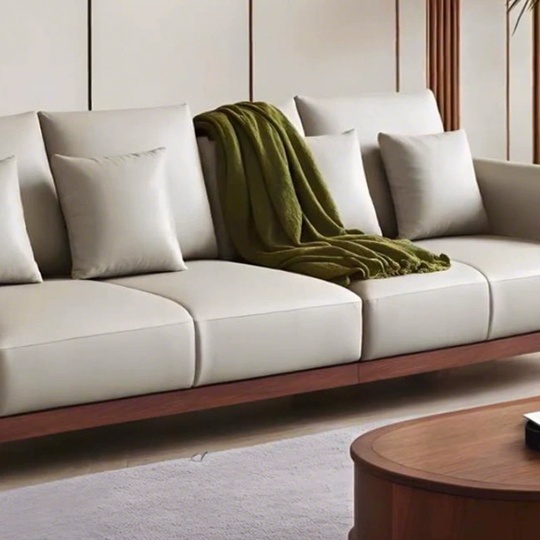 Прямой диван Diana темный орех, кожа, 240*85*80 см