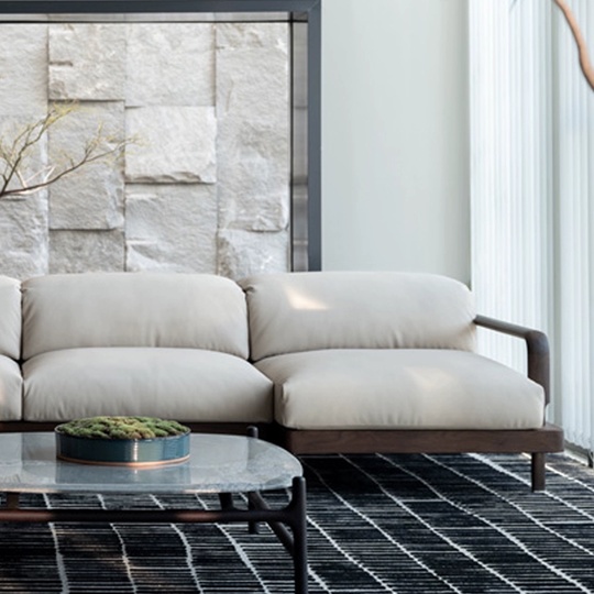 Прямой диван Wright темный орех, ткань, 325*125*73 см