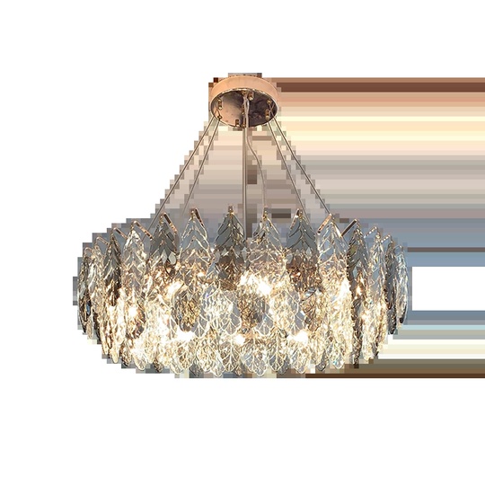 Люстра подвесная BIRICIK 100*25 золото, дымчатый, кристалл, металл, E14.