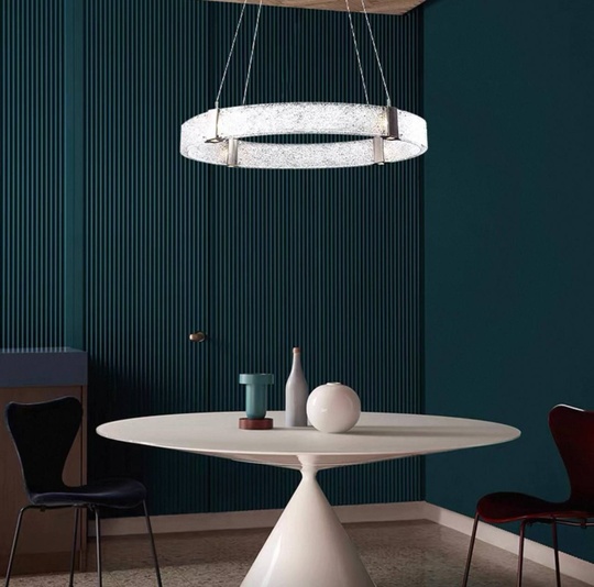 Люстра подвесная, черный, стекло, CHAIM BLACK 80*10, металл, LED