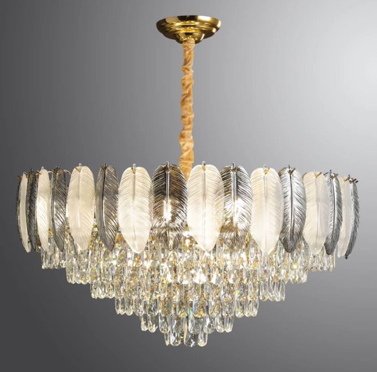 Люстра подвесная AKKUTLU 50*35 белый пепел, стекло, металл, Е14.