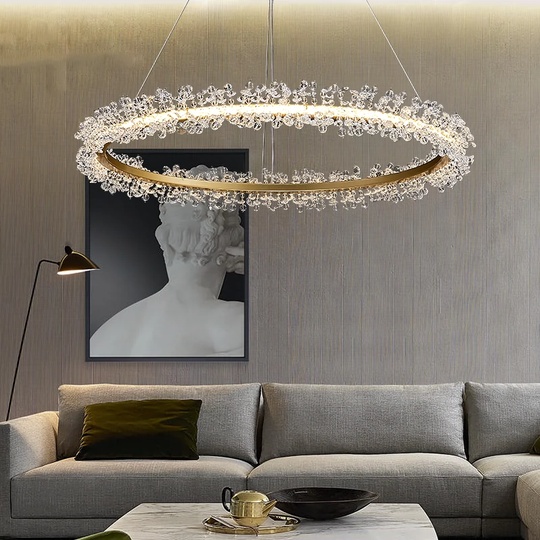 Люстра подвесная, золотой, кристалл, LADYWISE 80*120, металл, LED.