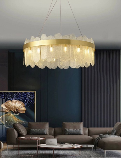 Люстра подвесная, медь, песочно-белый, стекло, DUYGU 80*27, металл, G9.