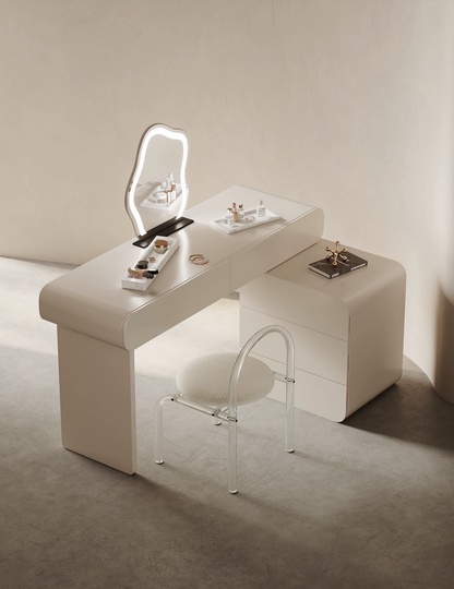 Туалетный стол кремовый Lotaringa в итальянском стиле, 100*74*40 см, массив дерева, 5 ящик