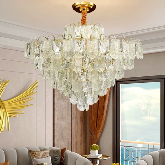 Люстра подвесная, золото, хрусталь, THOMAS 50*45 металл, E14.