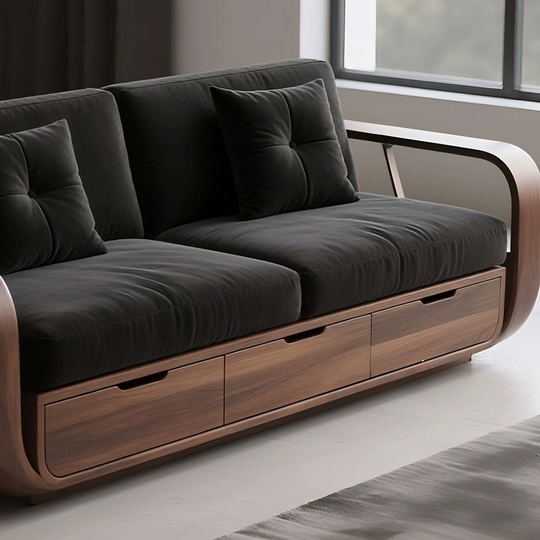 Прямой диван Kayla темный орех, ткань, 180*85*80 см