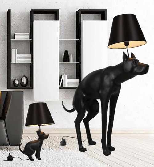 Напольный светильник черный. Собака торшер - Dog 138 см, E27, 10 Вт