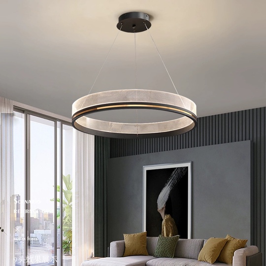 Люстра подвесная, черная, ПММА, MYLES BLACK 60*7, металл, LED