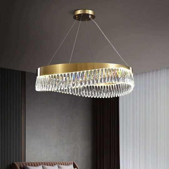 Люстра подвесная, медь, кристалл, GUNHAN 80*25, металл, LED.