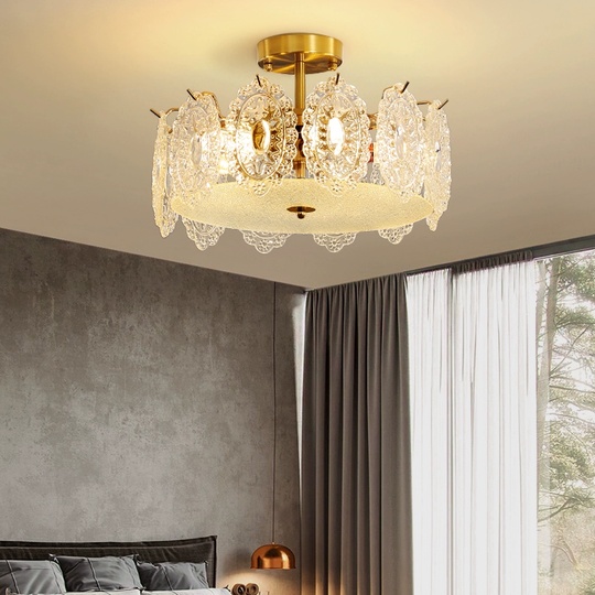 Люстра подвесная, медный, стекло, ORIOLE 50*27, металл, E14.