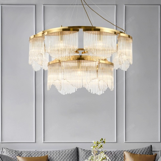 Люстра подвесная, золото, хрусталь, LATESHA 90*58, металл, E14.