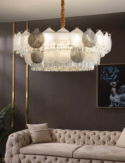 Люстра подвесная ERKE 100*36 золото, стекло, металл, Е14.