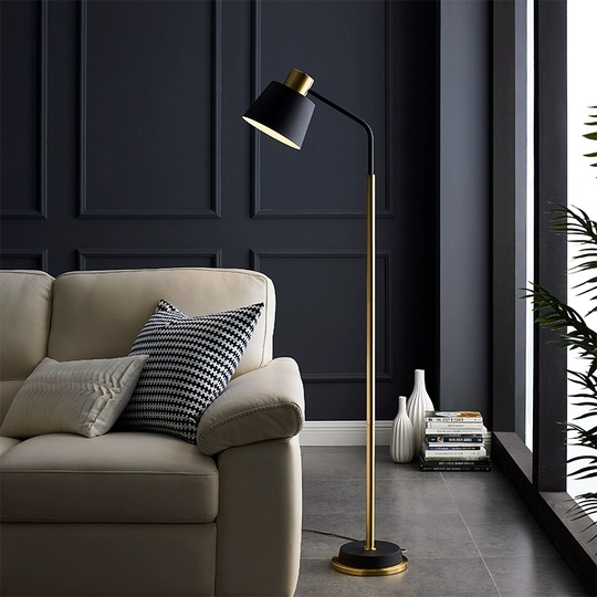 Торшер, золото, черный, Orleas 155*30, светодиодный, Е27, металл, ПММА