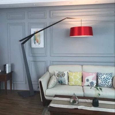 Торшер, черный, красный, Lumens 186*186, светодиодный, E27, металл, ткань