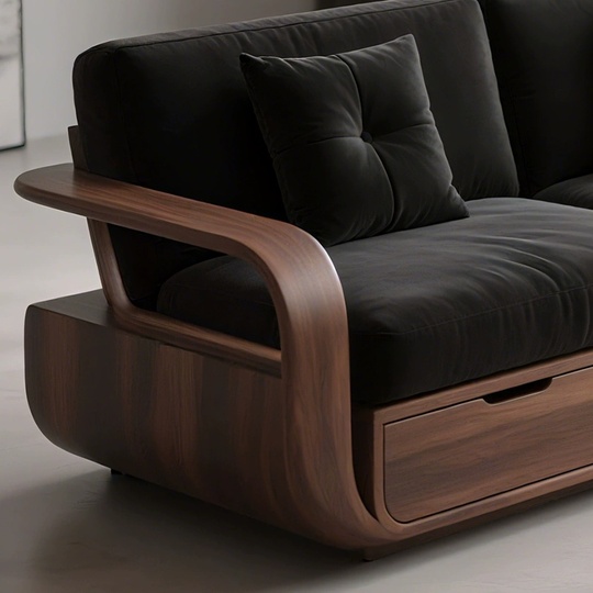 Прямой диван Kayla темный орех, ткань, 180*85*80 см