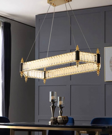 Люстра подвесная, золото, кристалл, BEN 80*18, металл, LED.