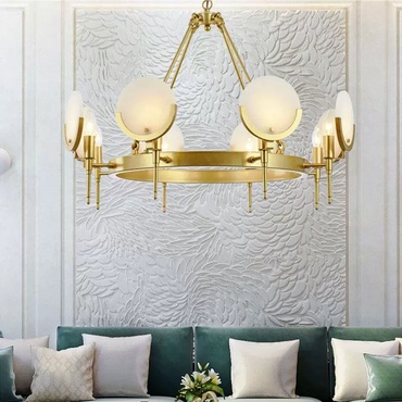 Светильник подвесной бронзовый Alvexa, металл, мрамор, 60*50 см, Е14