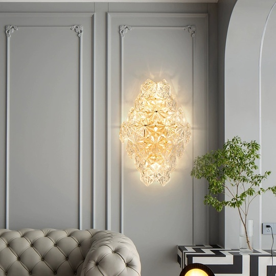 Настенный светильник BESS, Бра 34*54, золотой, металл, стекло, Е27.