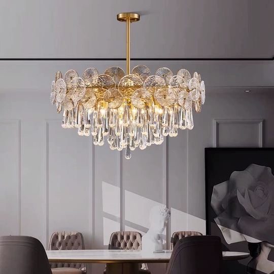 Люстра подвесная, бронза, кристалл, OSCAR 65*42 металл, E14.