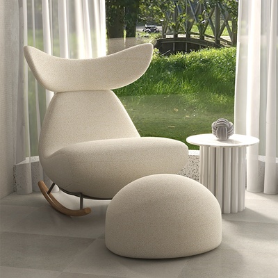 Кресло качалка белое IMOLA с банкеткой для ног