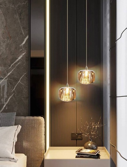 Светильник янтарь, черная, Aquilum, металл, кристалл 11*15 см, G4