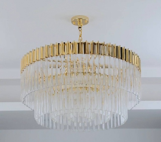 Люстра подвесная, золотой, стекло, AYLA 60*40, металл, E14.