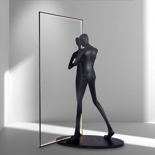 Напольный светильник черный. NIM GLASS - человек с рамкой, 2 м, LED, 90 Вт