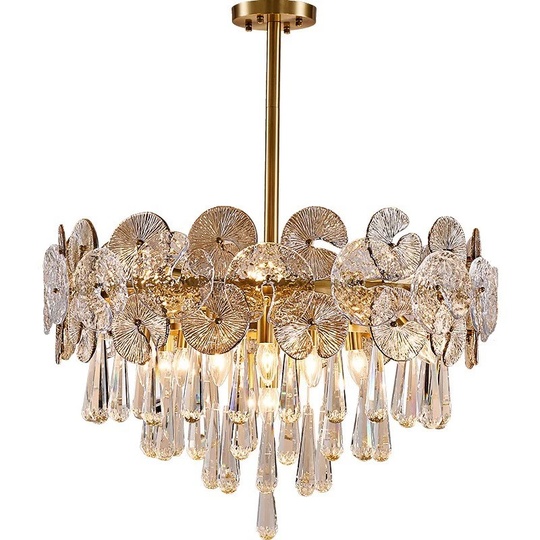 Люстра подвесная, бронза, кристалл, OSCAR 100*42 металл, E14.