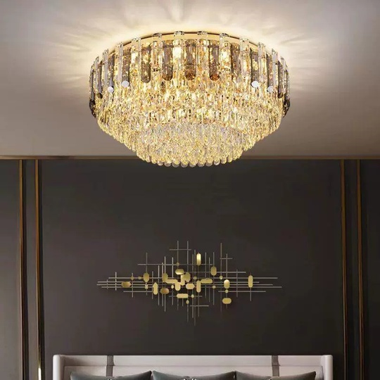 Потолочный светильник, медь, хрусталь, DIANA 60*33 металл, Е14.