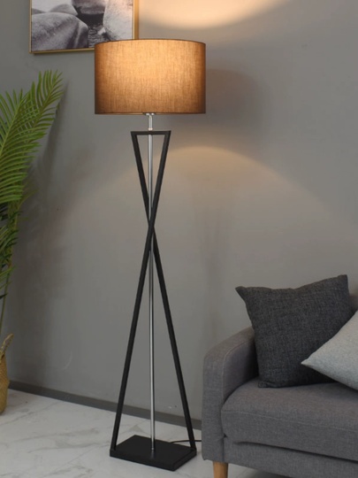 Торшер, серебро, черный, Shaula 160*45, светодиодный, Е27,  металл, ткань