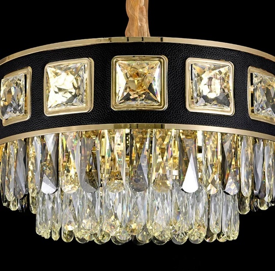 Люстра подвесная ALTIN 60*31 золото, черный, хрусталь, металл, E14.