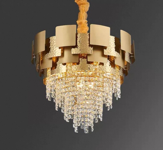 Люстра подвесная золотая Alvirox, металл, хрусталь, 78*58 см, E14