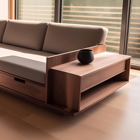 Прямой диван Jennifer темный орех, кожа, 260*85*80 см