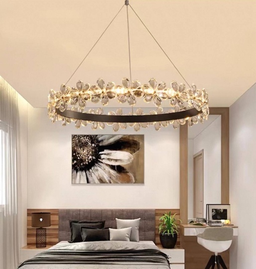 Люстра подвесная, черный, хрусталь, AXTON BLACK 60*120, металл, LED