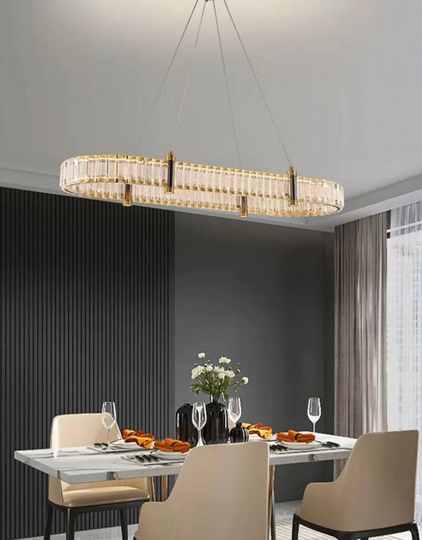 Люстра подвесная CAKIR 80*150  золотой, хрусталь, металл, LED.