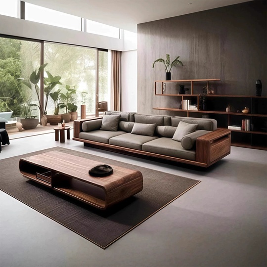 Прямой диван Alexandra темный орех, кожа, 280*85*80 см