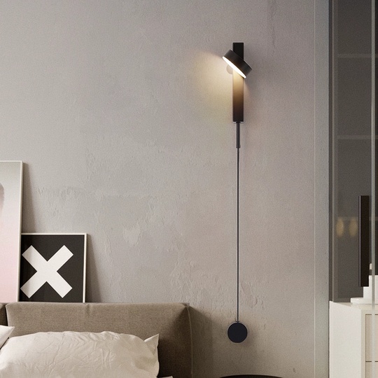 Настенный светильник черный LOPPA, Бра, 45*80, металл, LED.