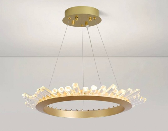 Люстра подвесная, золото, кристалл, KESTER 100*15 металл, LED.