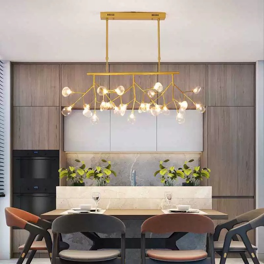 Люстра золотая Elyndo, металл, стекло прозрачное 135*38 см, G4