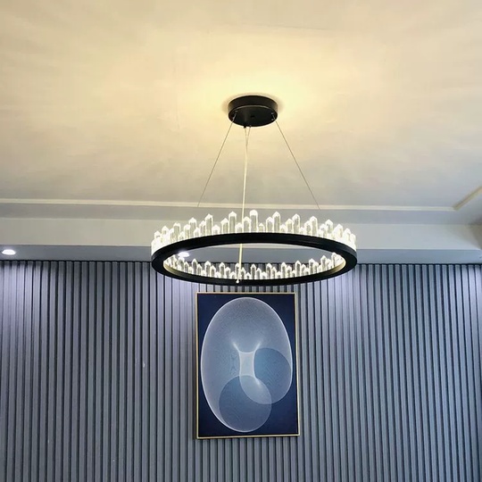 Люстра подвесная, черный, кристалл, LOGAN 80*11 металл, LED.