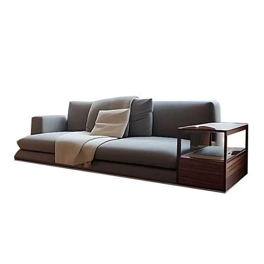 Прямой диван Jackson темный орех, кожа, 220*80*75 см