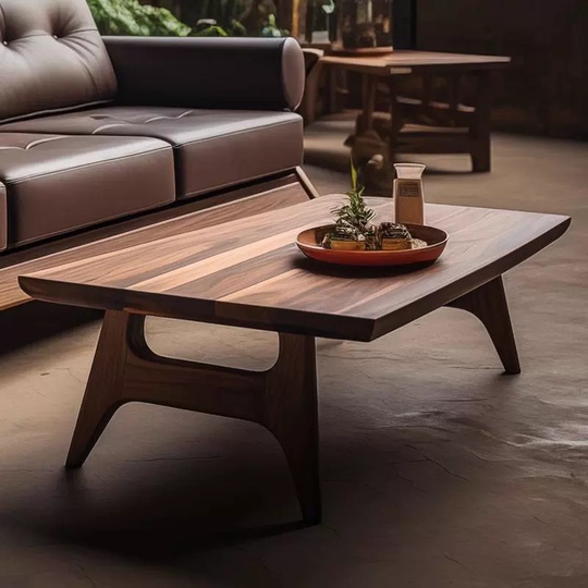 Прямой диван Cooper темный орех, дерево, кожа, 200*80*70 см