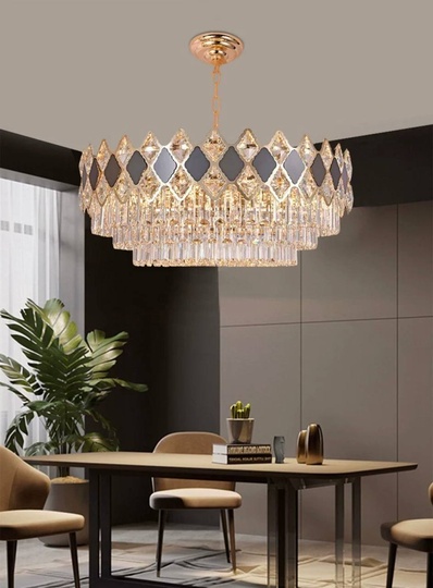 Люстра подвесная AKEL 50*28 золото, стекло, металл, Е14.