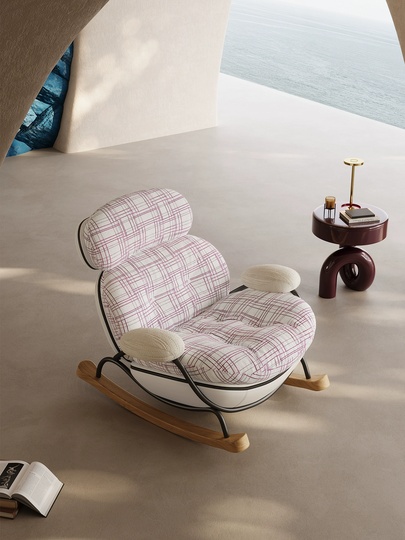 Кресло качалка с пуфом Amarone, бежевая, 98*100*84