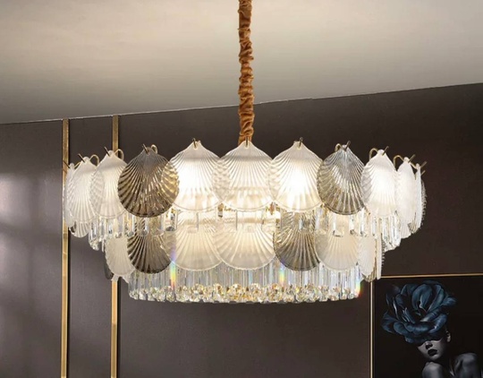 Люстра подвесная ERKE 100*36 золото, стекло, металл, Е14.