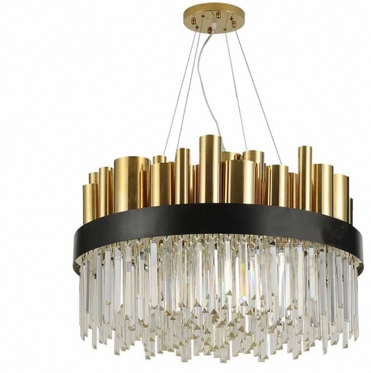 Люстра подвесная бронзовая Ezolon, металл, кристалл, трос 100 см, 60*38 см, LED