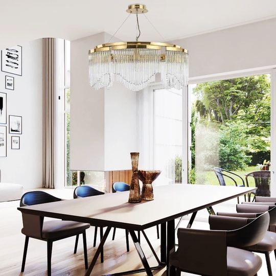 Люстра подвесная, золото, хрусталь, LATESHA 75*25, металл, E14.