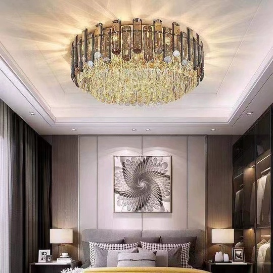 Потолочный светильник, медь, хрусталь, CUPID 60*28 металл, Е14.