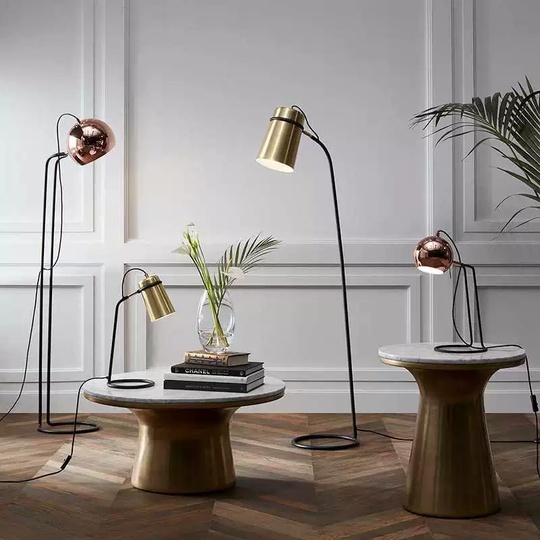 Торшер, золото, черный, Exant 35*150, светодиодный, E27, металл