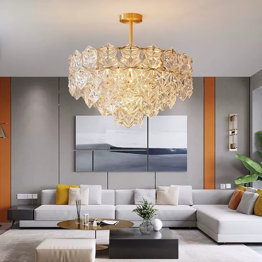 Люстра подвесная, медь, стекло, AZER 60*33, металл, Е14.